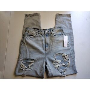 BDG Urban‎ Outfitters Mom High Rise Distressed Ripped Jeans Light Wash Denim 28